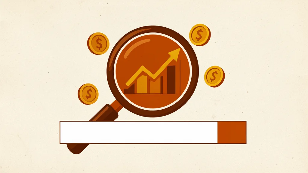 Illustration of a magnifying glass over a rising traffic chart above a search bar